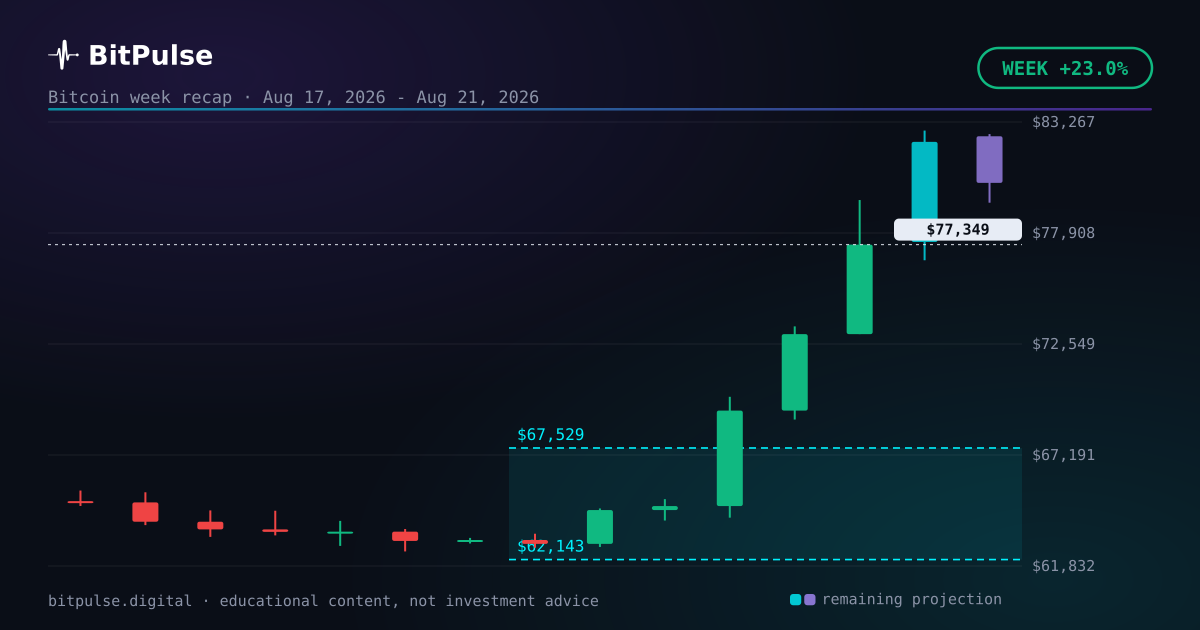 The Bitcoin week, settled: +23.0%